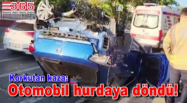 Bahçelievler'de otomobil takla attı!