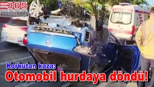 Bahçelievler'de otomobil takla attı!