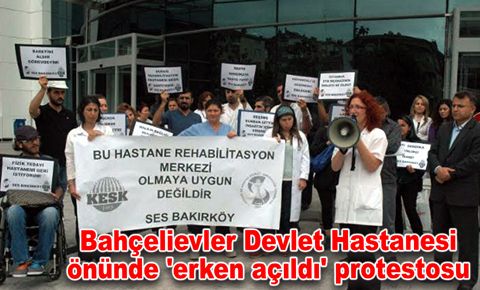 Devlet Hastanesi önünde 'erken açıldı' protestosu